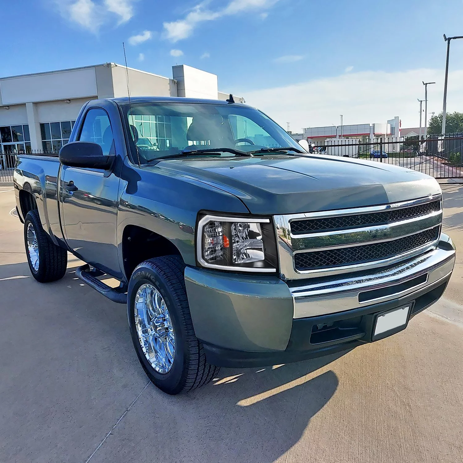 Spec D Tuning 2LH-SIV07JM-G3-GO OE Style Headlight with LED Bar Matte Black Housing & Clear Lens for 2007-2013 Chevy Silverado 1500