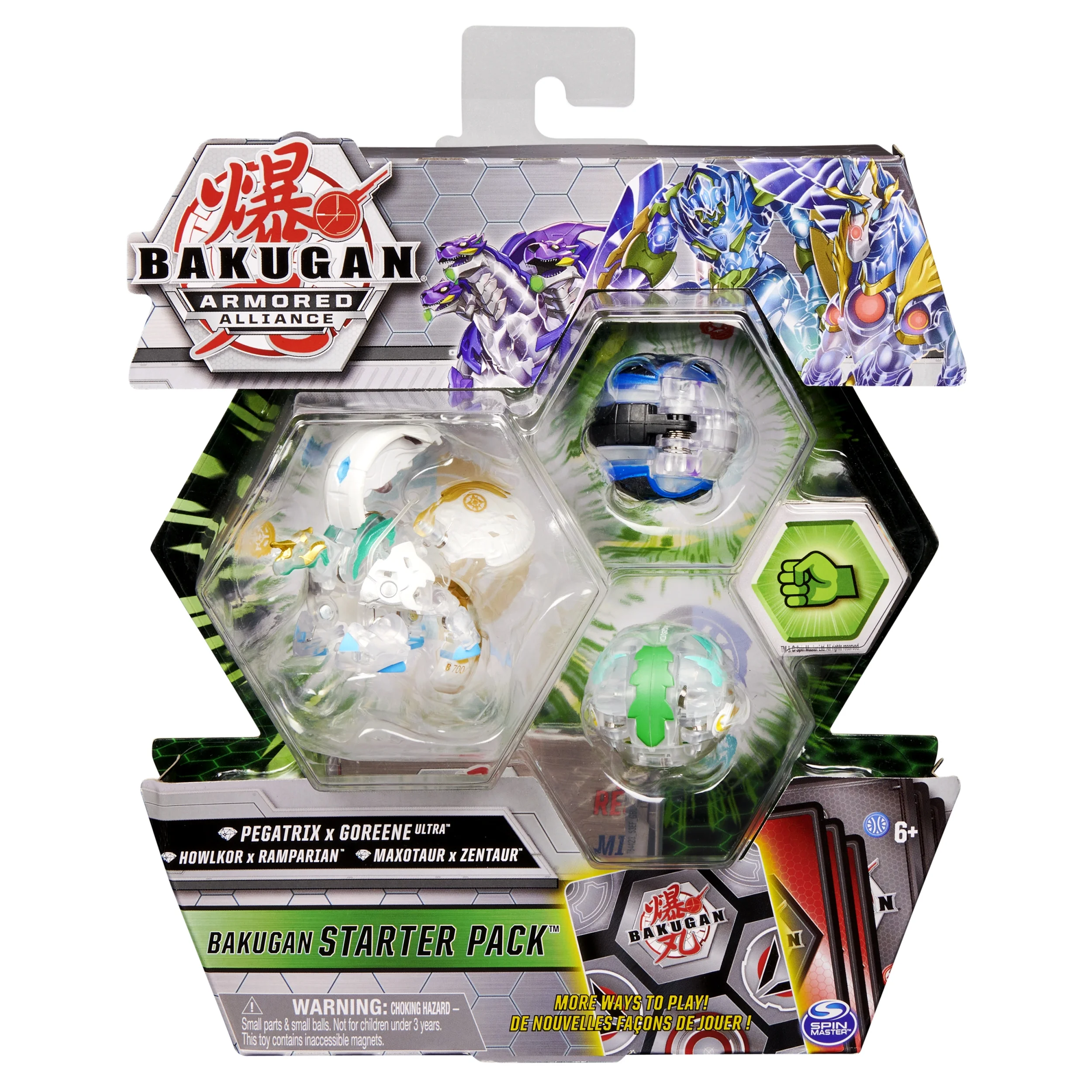 Bakugan Starter Pack 3-Pack, Fused Diamond Pegatrix x Goreene Ultra, Armored Alliance Collectible Action Figures