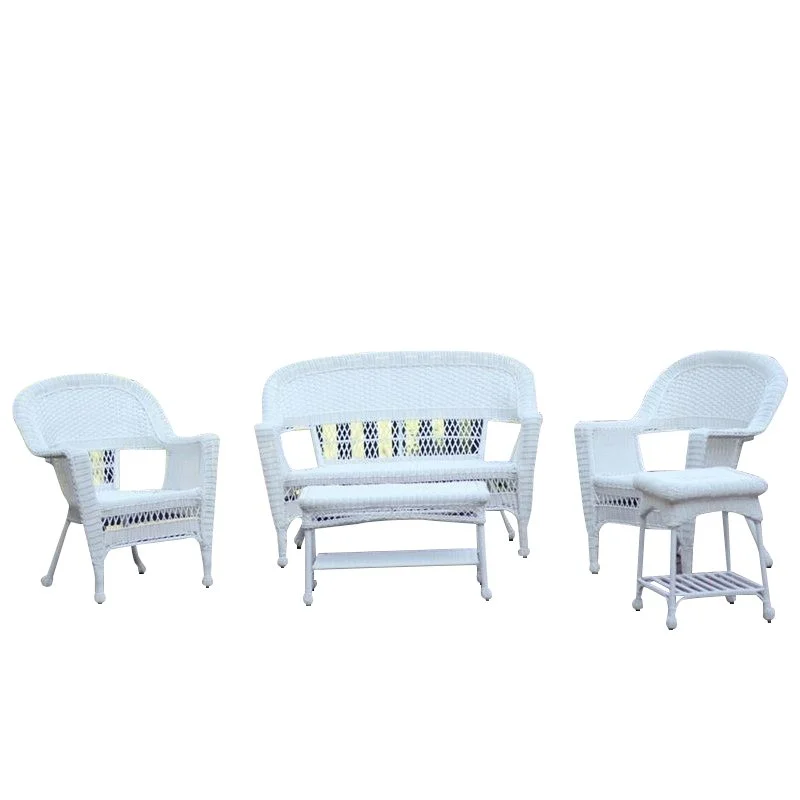 Kingfisher Lane 5 Piece Resin Wicker Modern Patio Sofa Set in White