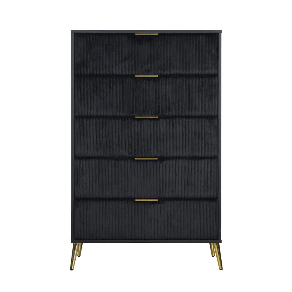 New Classic Furniture Kailani Contemporary Wood 5-Drawer Chest in Black