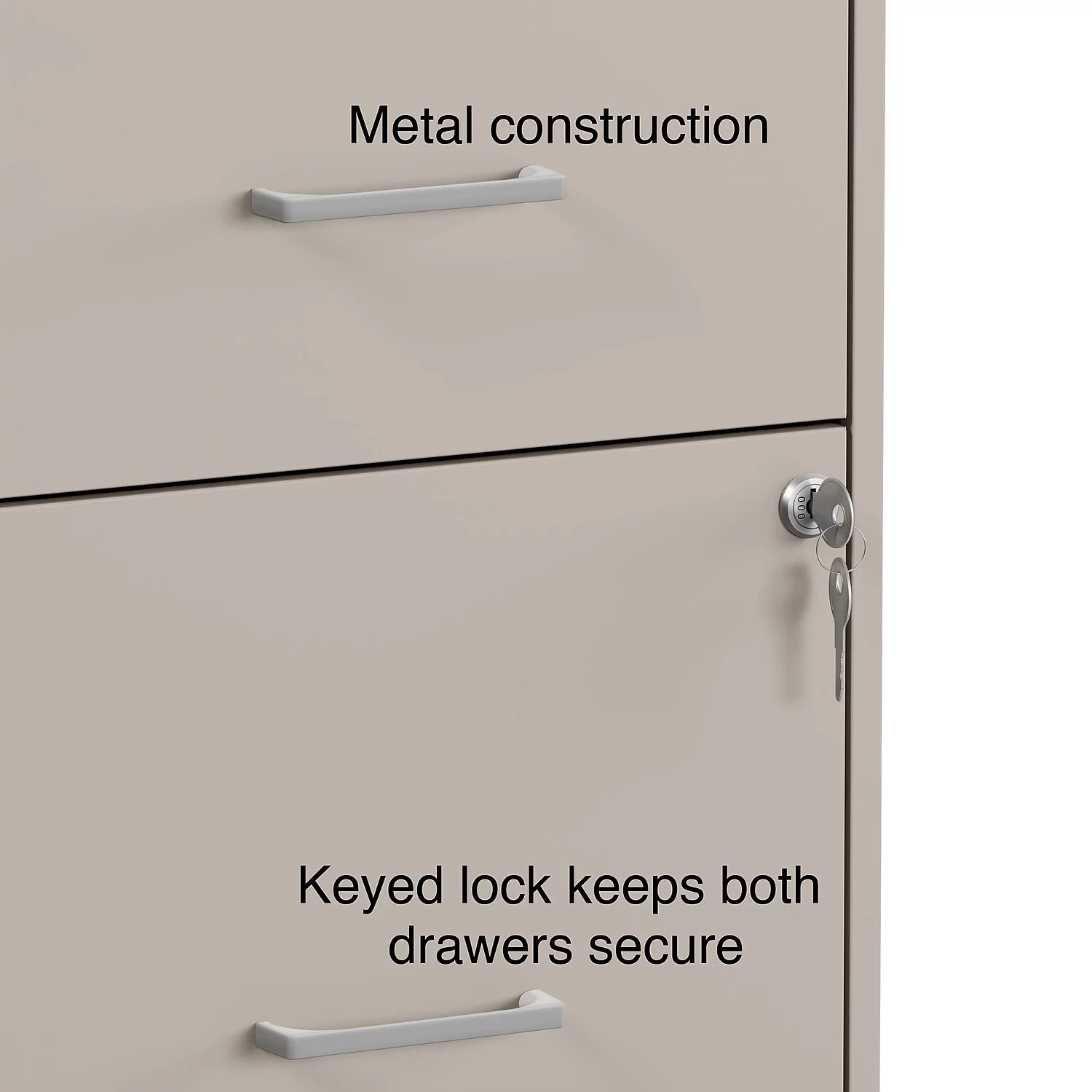 MyOfficeInnovations 2-Drawer Vertical File Cabinet Locking Letter Putty/Beige 18