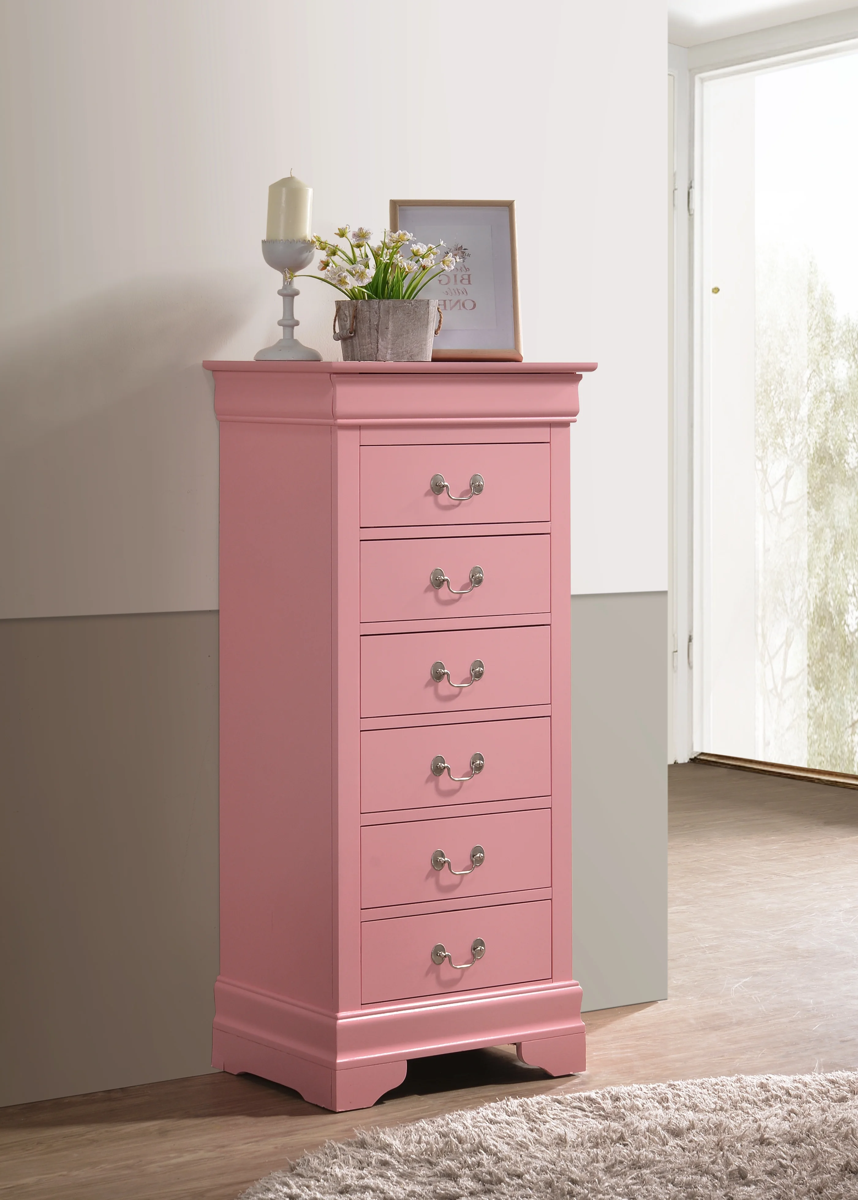 DeeHome Glory Furniture Louis Phillipe G3104-LC Lingerie Chest , Pink