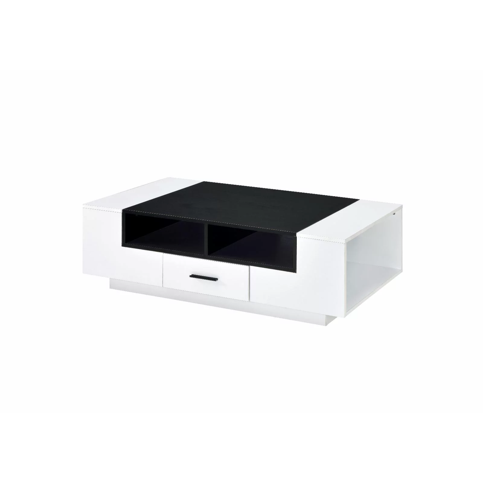 ACME Armour 1-Drawer Wooden Coffee Table with Compartments in White and Black