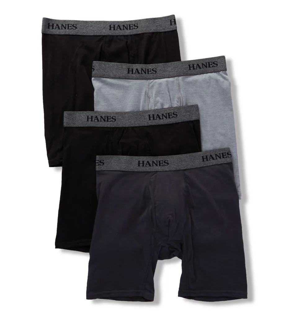 Men's Hanes YTBBB4 Platinum Stretch Boxer Briefs - 4 Pack (Black/Grey Assorted XL)
