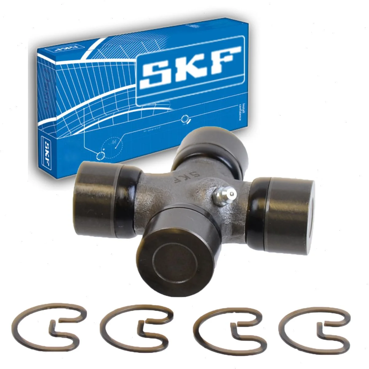 SKF Front Universal Joint compatible with Ford Mustang 2.3L 3.7L 4.6L 5.0L 5.2L L4 V6 V8 2001-2017 - For Aluminum Drive Shaft