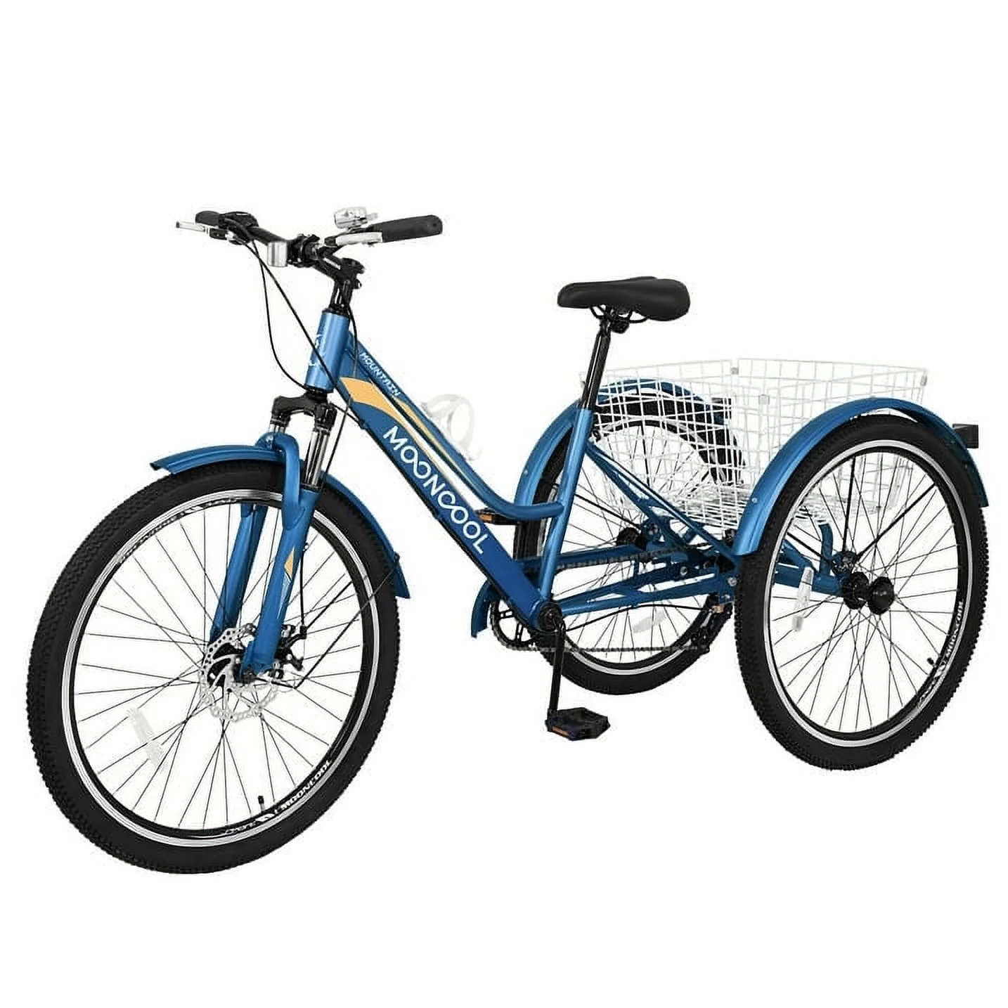 ABORON Mountain Tricycle for Adults, 3 Wheeled 7-Speed Mountain Tricycle 24/26/27.5 inch Men's Women's Tricycles Cruiser Bike with Cargo Basket