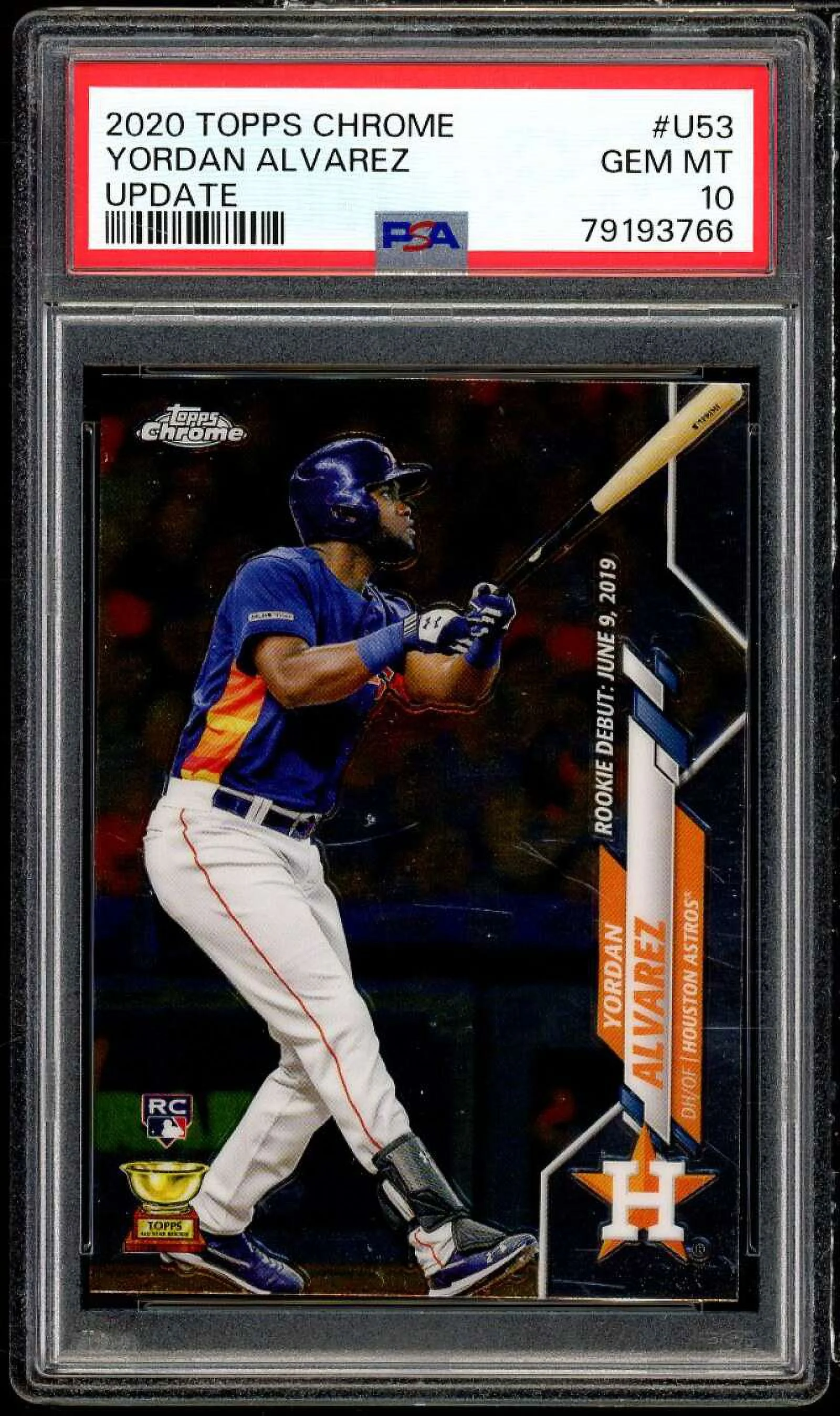 Yordan Alvarez Rookie Card 2020 Topps Chrome Update #U-53 PSA 10