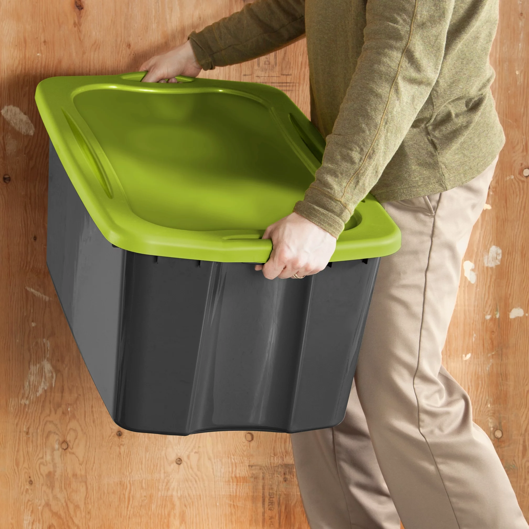 Sterilite 30 Gal./114 L EZ Carry, Flat Gray/ Spicy Lime