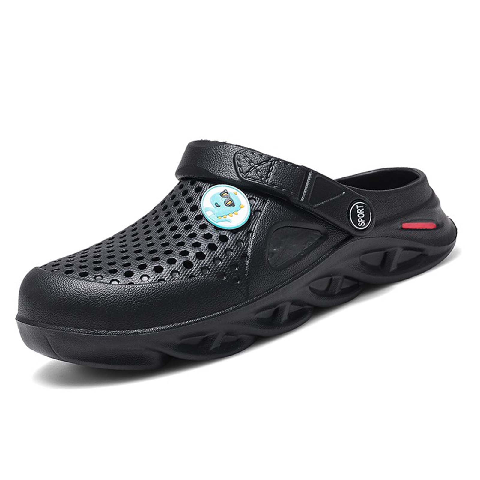 Garden Clogs for Men Rubber Clog Gardenning Shoes Summer Water Sandals Waterproof Comfort Slip on Quick Dry Pool Beach Yard Kitchen Antiskid Mules Shower Slides Black 45