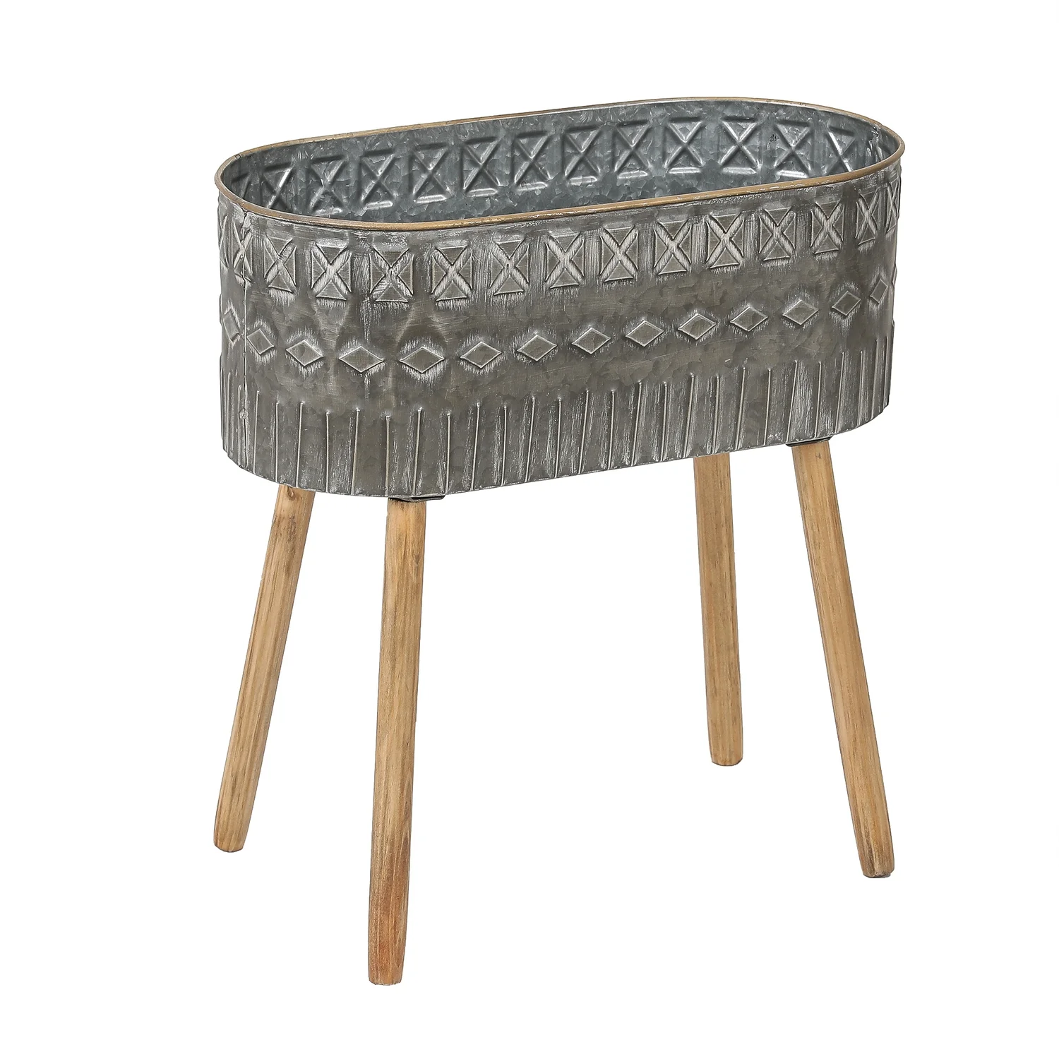 LuxenHome Two Piece Gray Metal Cache Pot Planters