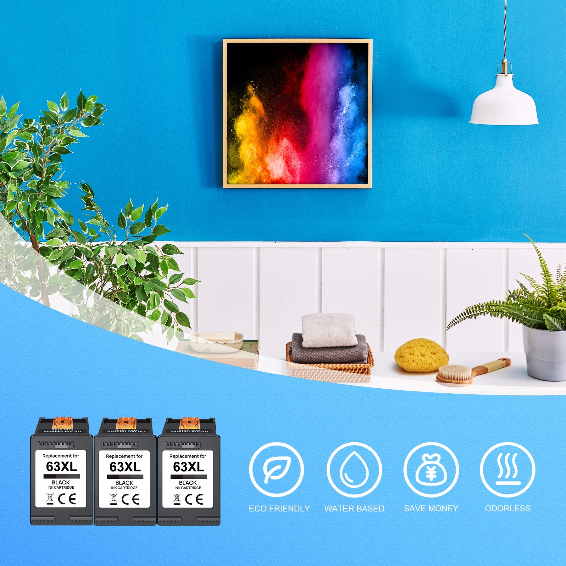 63 Ink Cartridges for HP 63XL Black Ink Cartridges Printer Ink HP 63 work with HP Officejet 3830 4650 5255 5200 5258 Envy 4520 4655 4512 Ink Printer (Black)