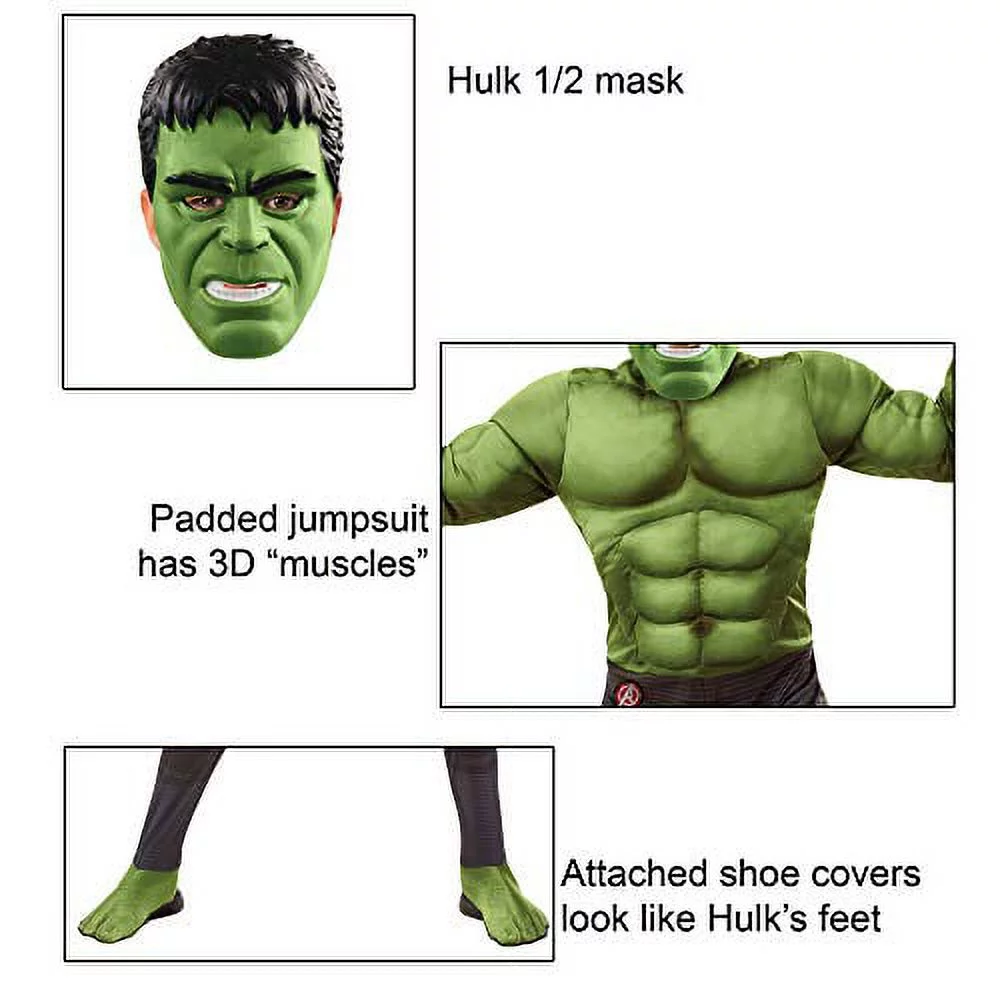 Hulk Avengers Endgame Boys Child Deluxe Marvel Superhero Costume-L