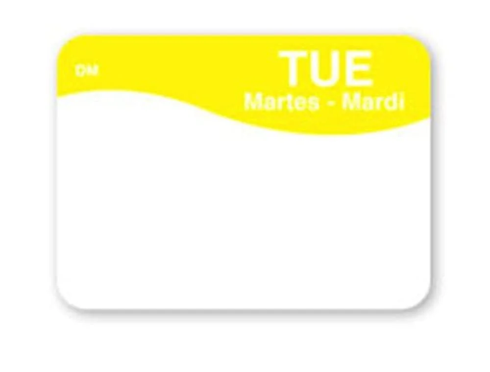 DayMark DissolveMark Day of The Week Trilingual Economy Dissolvable Label, Tuesday, 7/8