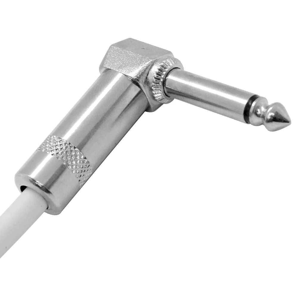 Seismic Audio 4 Pack of 20 Foot White 1/4 Inch TS Right Angle to Straight Guitar Cables 20' - SAGC20R-White-4Pack