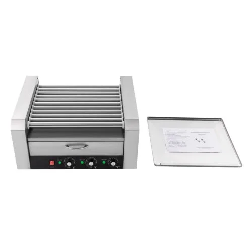 Electric 30 Hot Dog 11 Roller Grill Cooker Machine & Bun Warmer w/o Cover 1560W