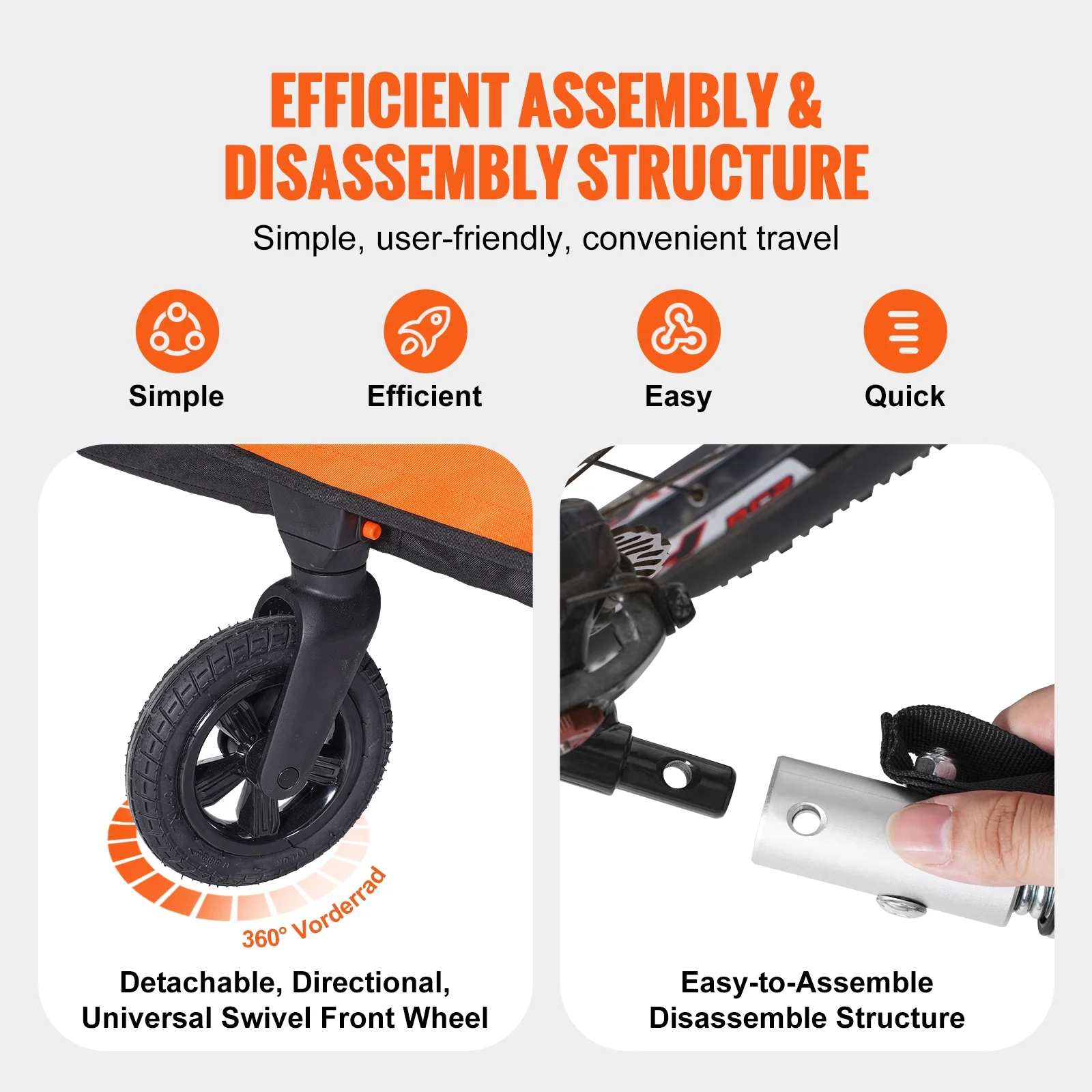 SKYSHALO 100 lbs Kids Bike Trailer Foldable 2 Seater Stroller Double Child Carrier