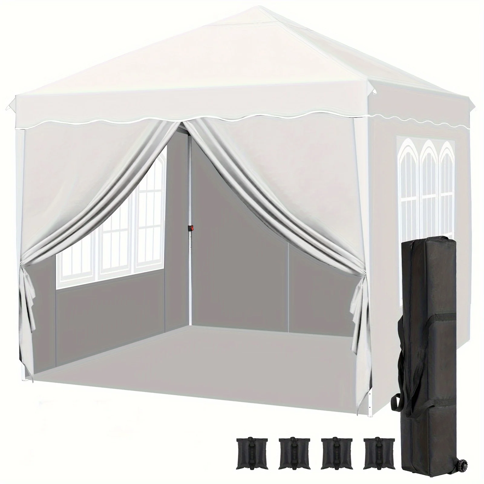 PGAST10x10 Commercial Instant Canopy Tent - Pop-Up, Waterproof with 4 Detachable Sidewalls, Heavy-Duty for Parties, Camping, Beach Events, Includes Upgraded Wheel Bag, White