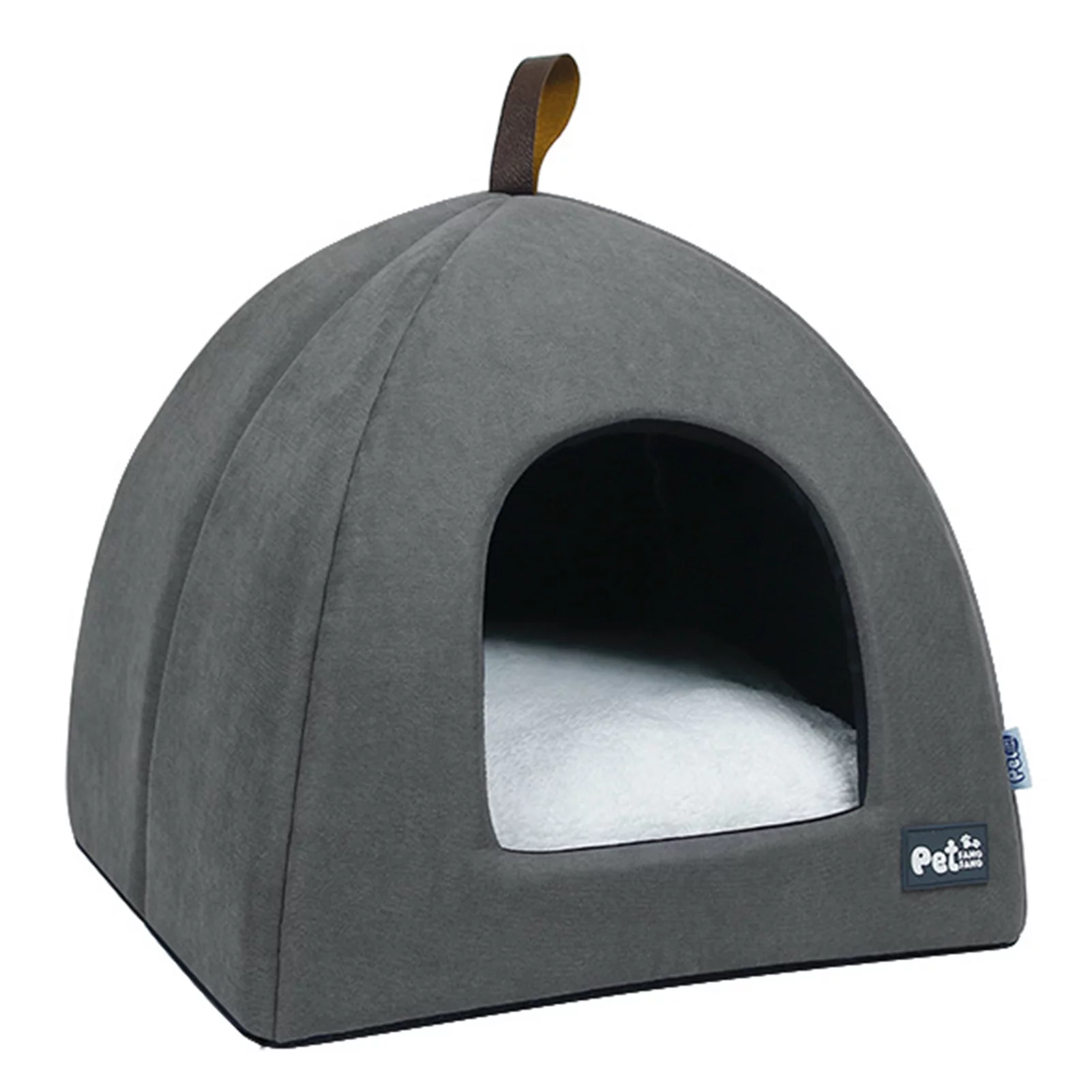 moobody Grey Foldable Cat House Sleeping Nest with Mat, Size M ， Breathable Indoor Tent Bed for Cats and Dogs