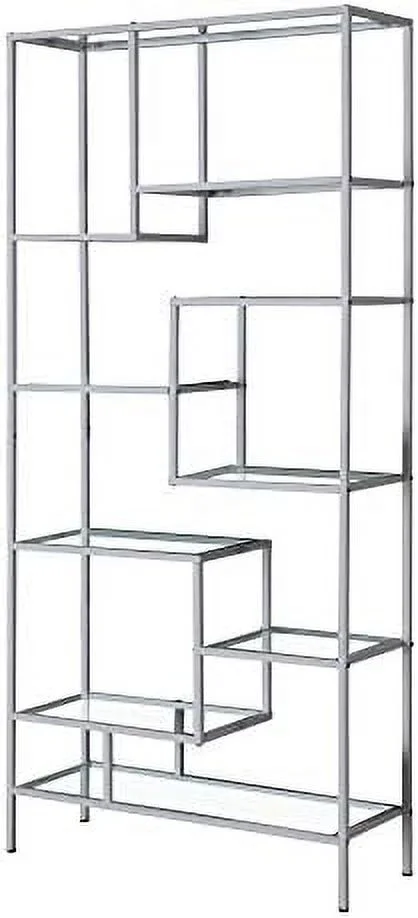 TJUNBOLIFE SPECIALITIES INC. Bookcase  72 inch  Silver/Clear Glass