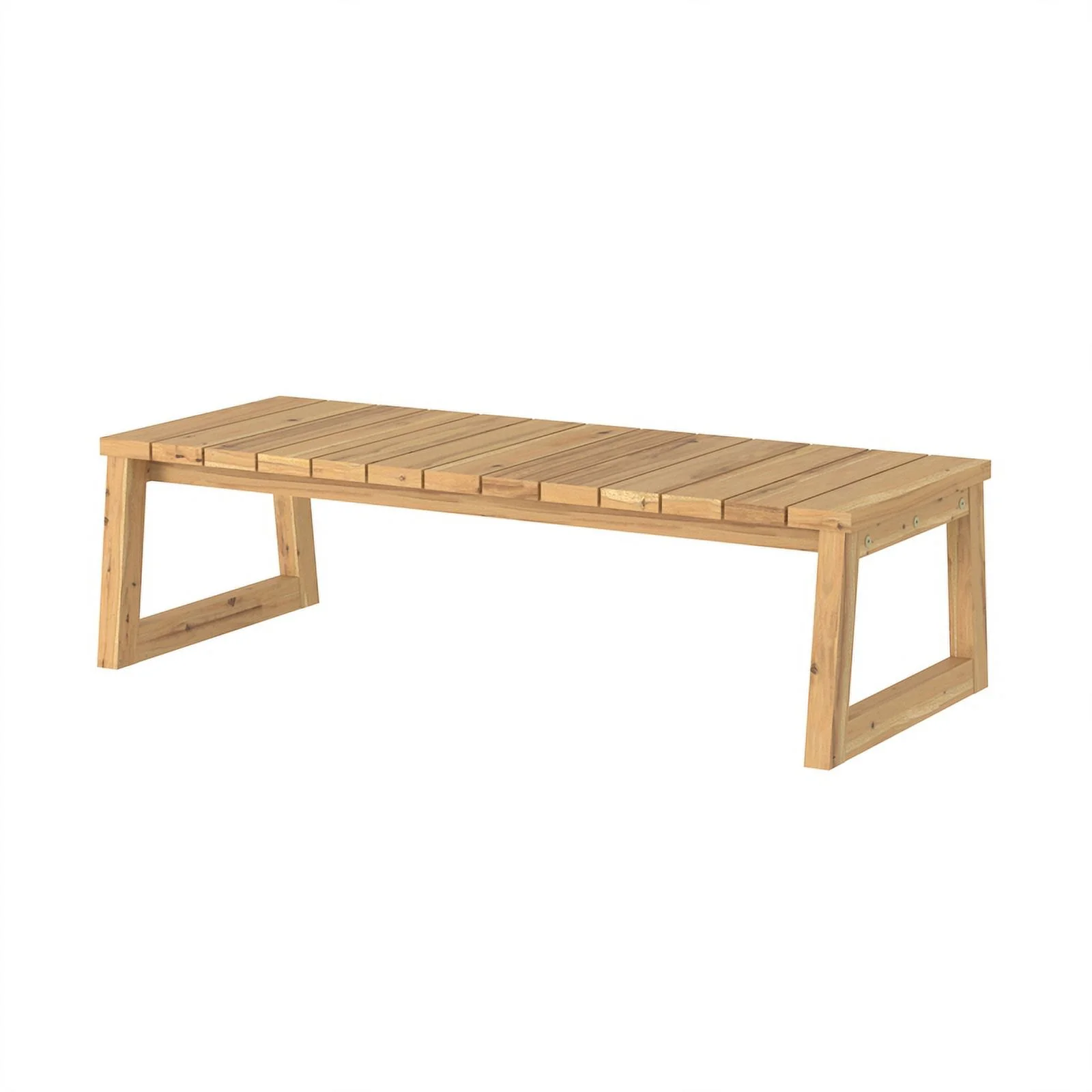 Pemberly Row Modern Solid Wood Outdoor Slat-Top Coffee Table - Natural