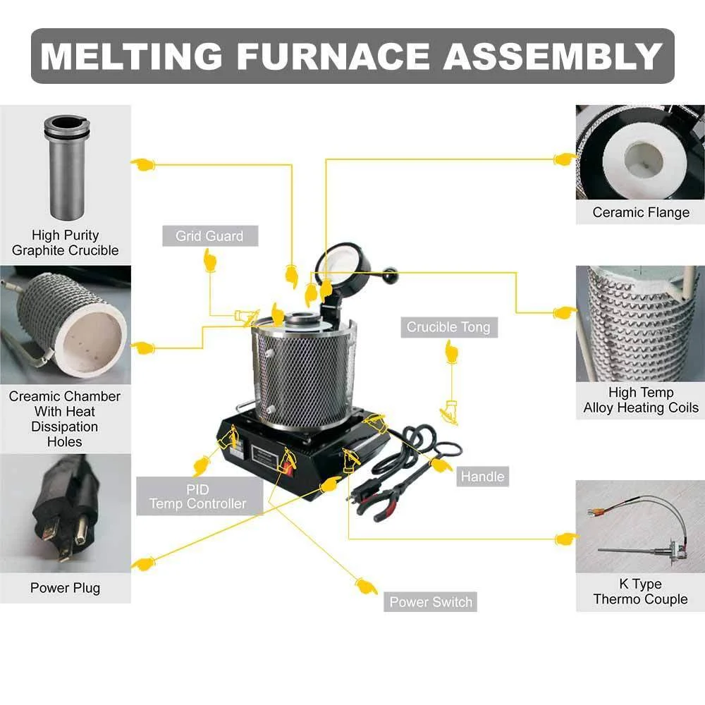 Electric Table Top Gold Silver Precious Metal Melter Furnace Melting Pot