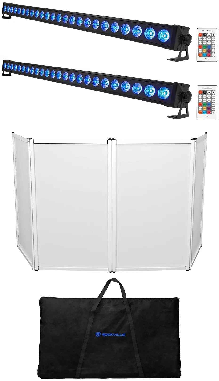 Rockville RFAAW DJ Event Facade Booth+Bag+Scrim+(2) Rechargeable Light Strips