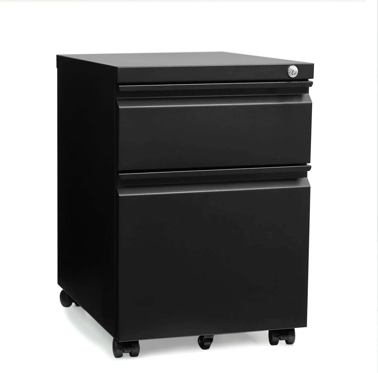 2 Drawer Mobile File Cabinet with Lock, Metal Filling Cabinets Suits Legal/Letter Size for Home Office, Fully Assembled Except Wheels, Black