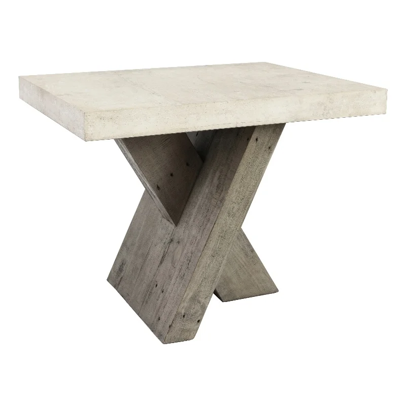 Pemberly Row Transitional Wood End Table in Antique White/Corsican Gray