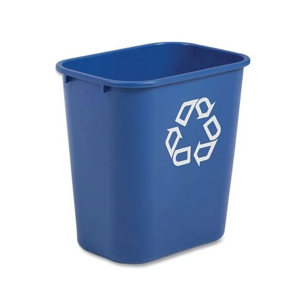 Medium Deskside Recycling Container Rectangular, Plastic, 28.13 qt, Blue