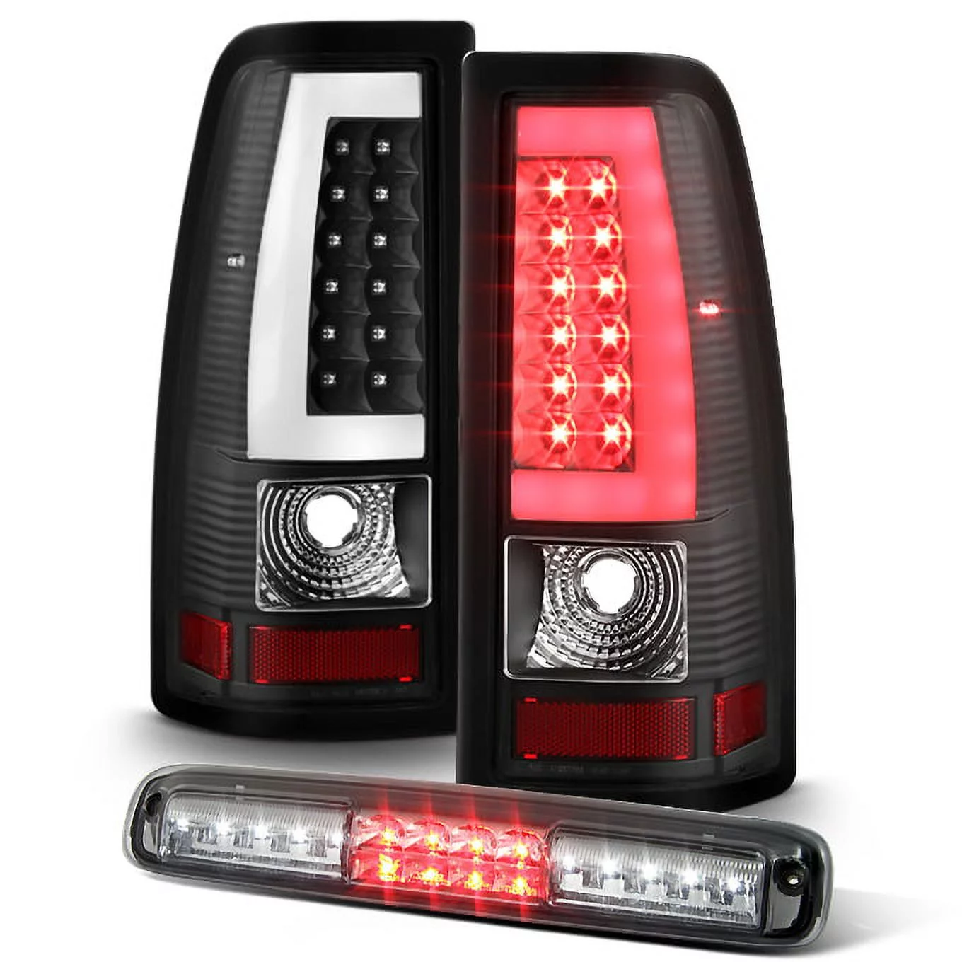 AKKON - For 99-02 Chevy Silverado | 1999-2006 GMC Sierra LED Tube Tail Lights Lamps + 3rd Brake Cargo Lamp