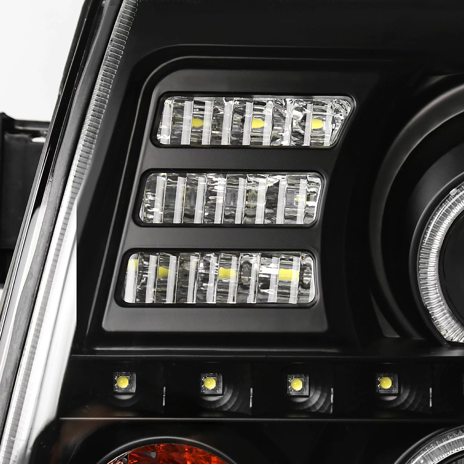 Spec-D Tuning LED Dual Halo Headlights Black Compatible with 2002-2006 Cadillac Escalade All, Left + Right Pair Headlamps Assembly