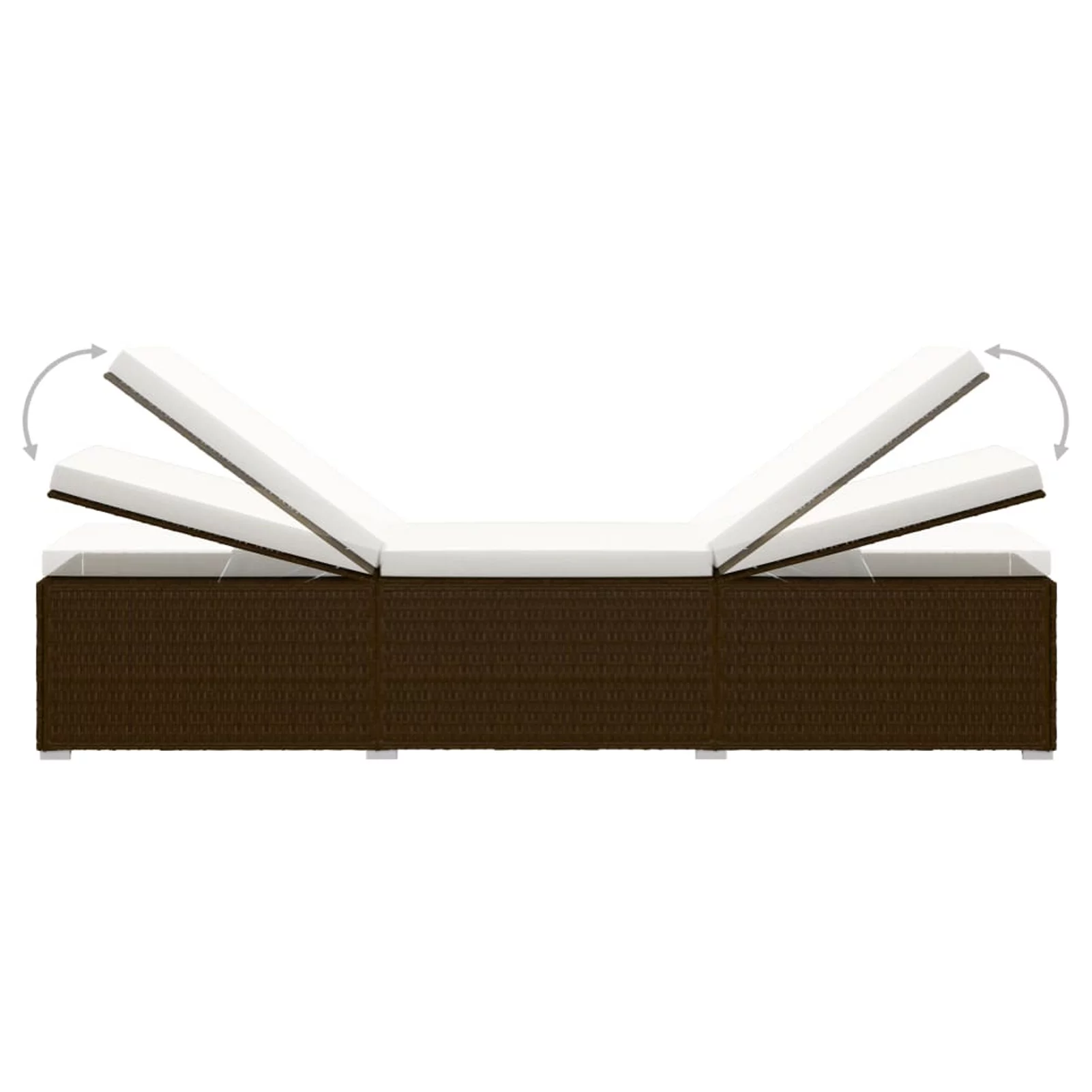 Htovila Sun Lounger with Cushion and Tea Table Poly Rattan Brown