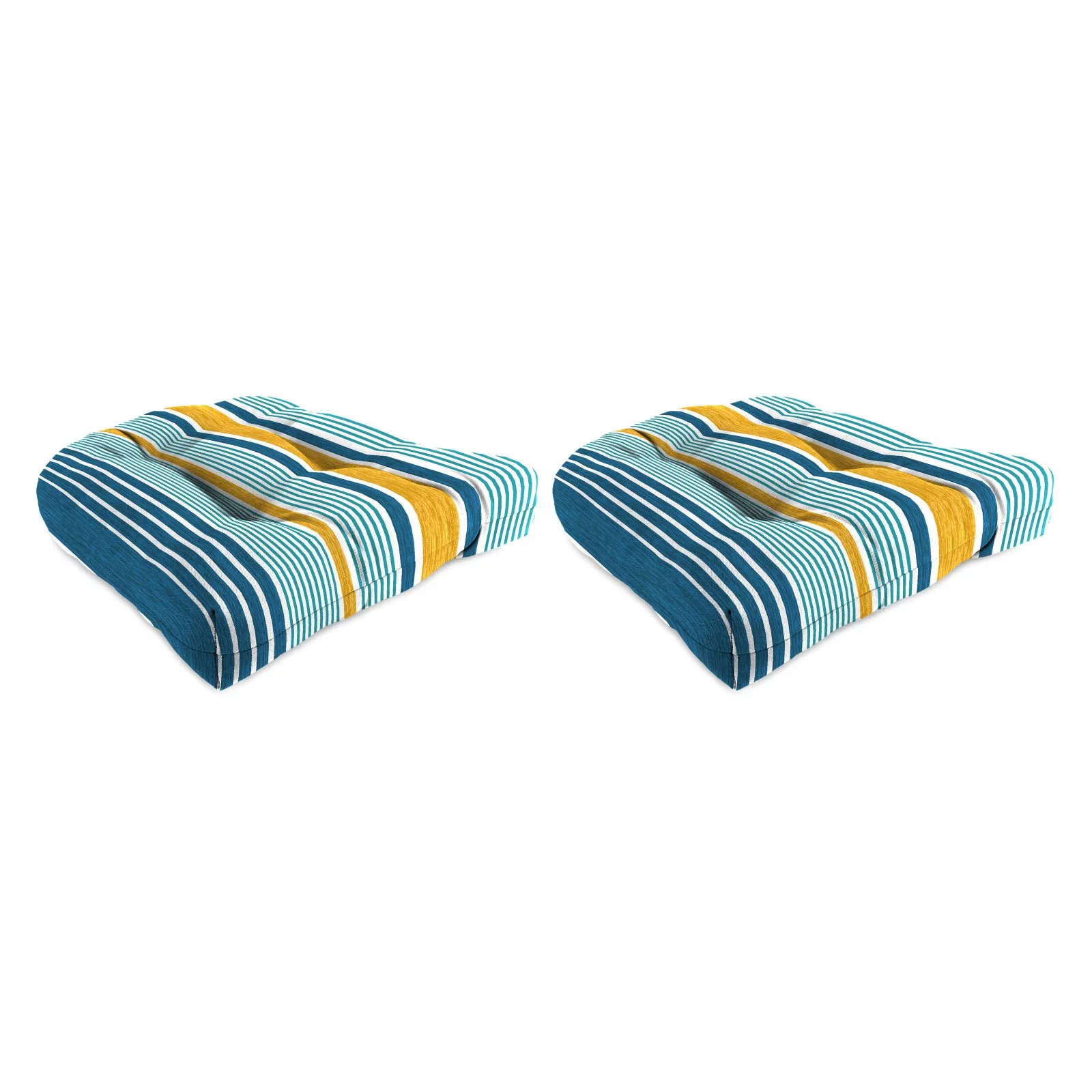 Jordan Manufacturing Capri Striped Outdoor Wicker Chair Cushion - Set of 2