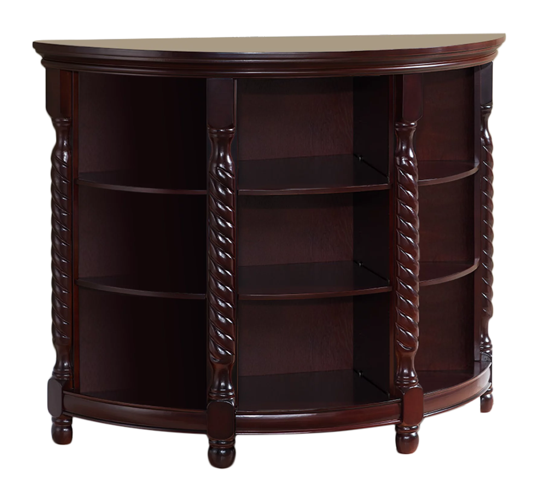 Kings Brand Furniture Traditional Wood Buffet Console Table with 9 Shelves, Crescent Style, Dark Cherry