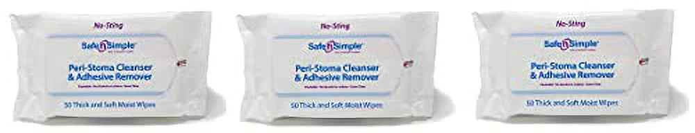 Safe n' Simple Adhesive Remover Wipes, Large, Pack of 50 Wipes (3 Pack)