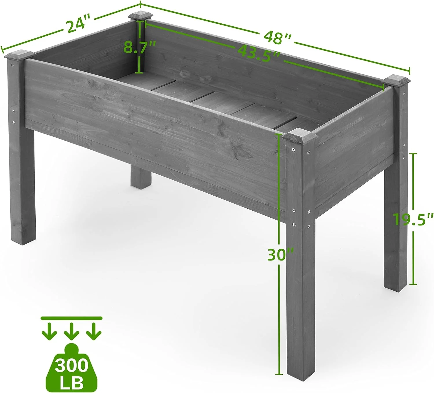 48x24x30'' Raised Garden Bed with Legs , Solid Wood Elevated Planter Box for Outdoor