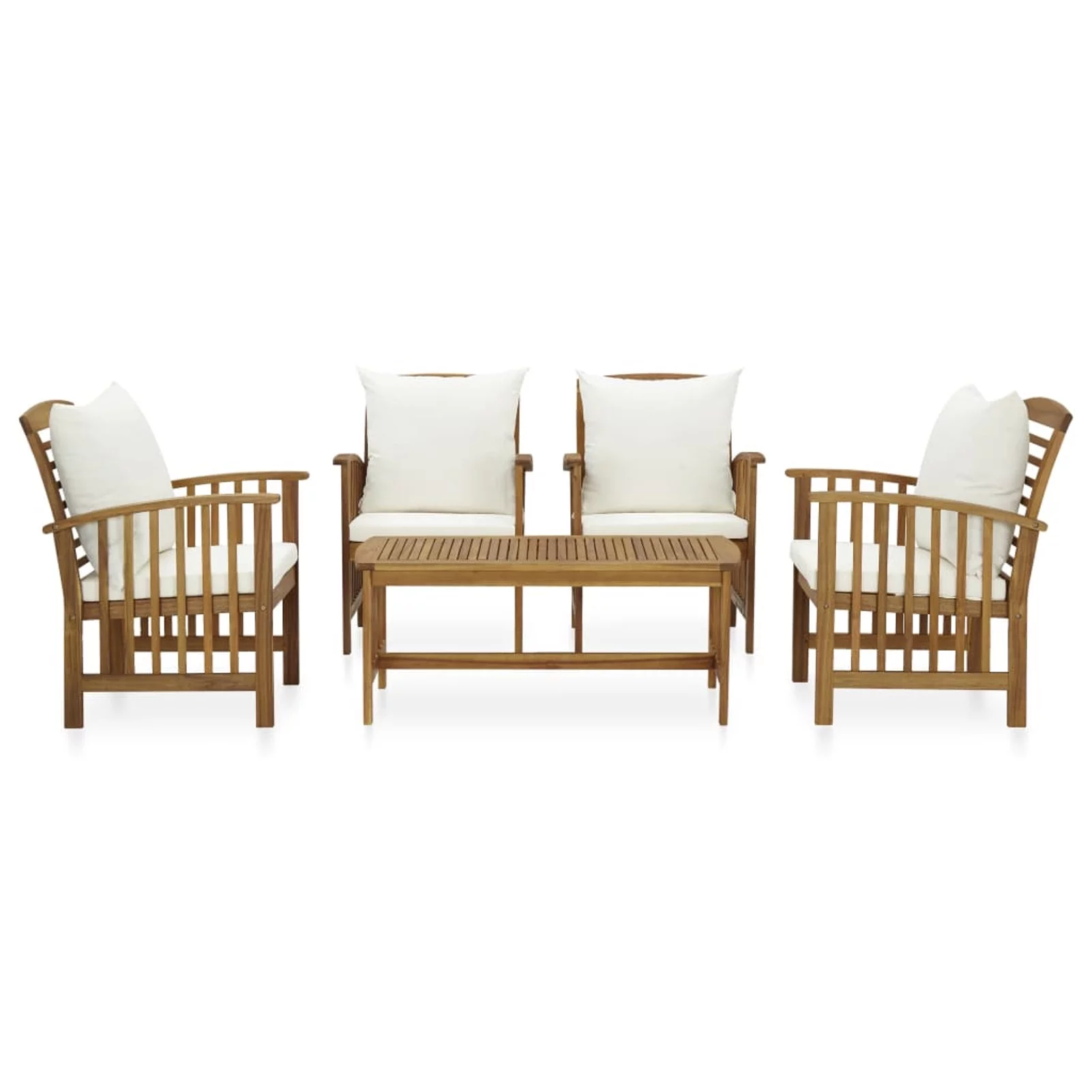 Walmeck 5 Piece Patio Set with Cushions Solid Acacia Wood