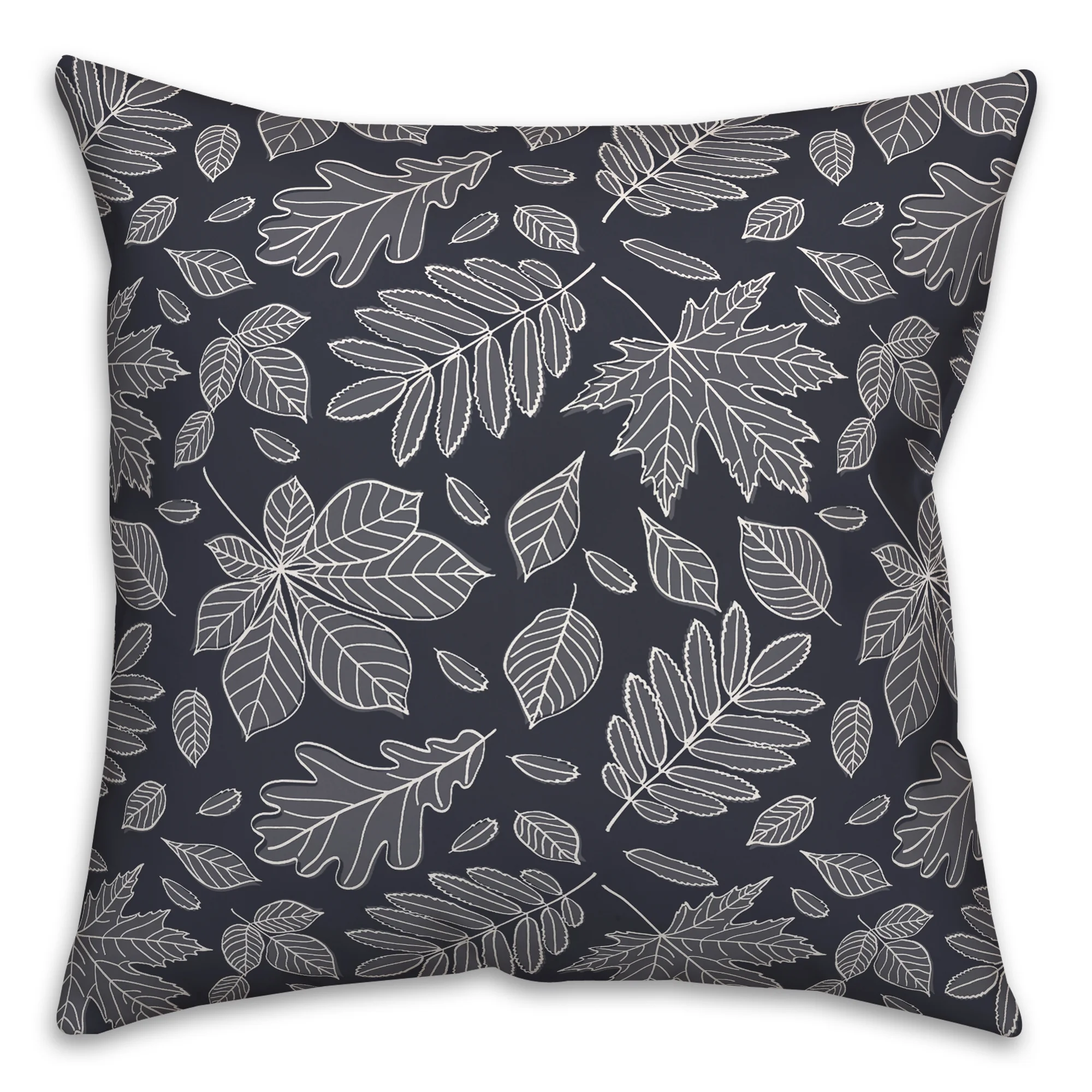 Creative Products Navy Leaf Mixture 18 x 18 Indoor / Outdoor Pillow