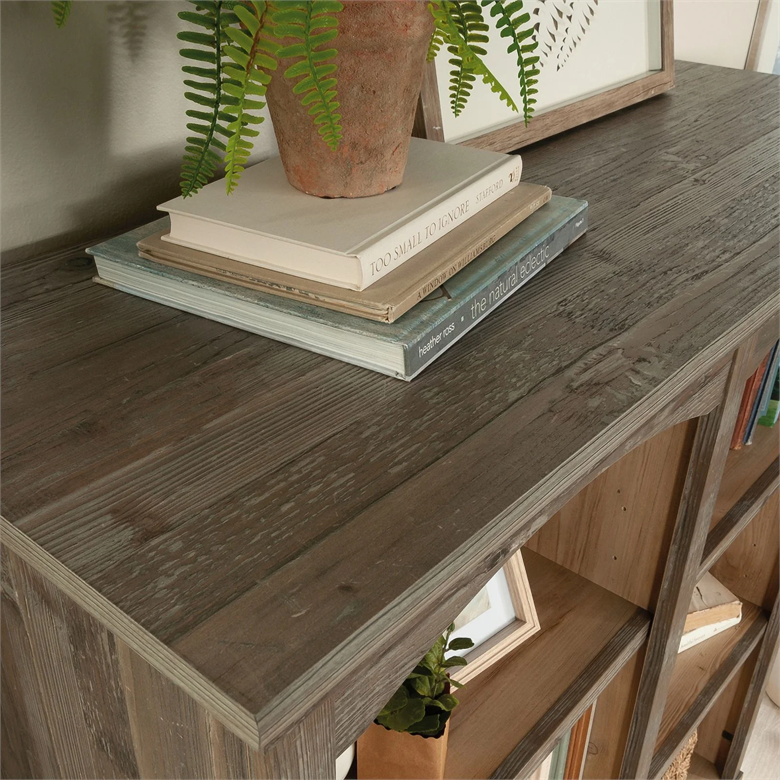 Sauder Sonnet Springs Engineered Wood Bookcase in Pebble Pine