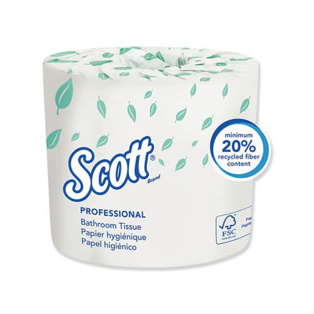 Scott Containers, Essential Standard Roll Bathroom Tissue Septic Safe, 1-Ply, White, 1210 Sheets/Roll, 80 Rolls/Carton, Tissue Paper