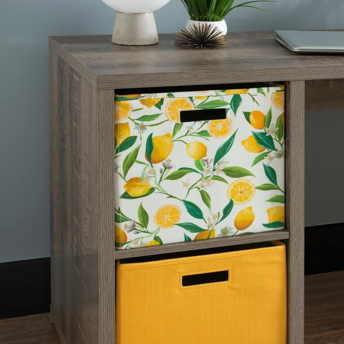 Linon Alaric 2 Cube Storage Desk Grey