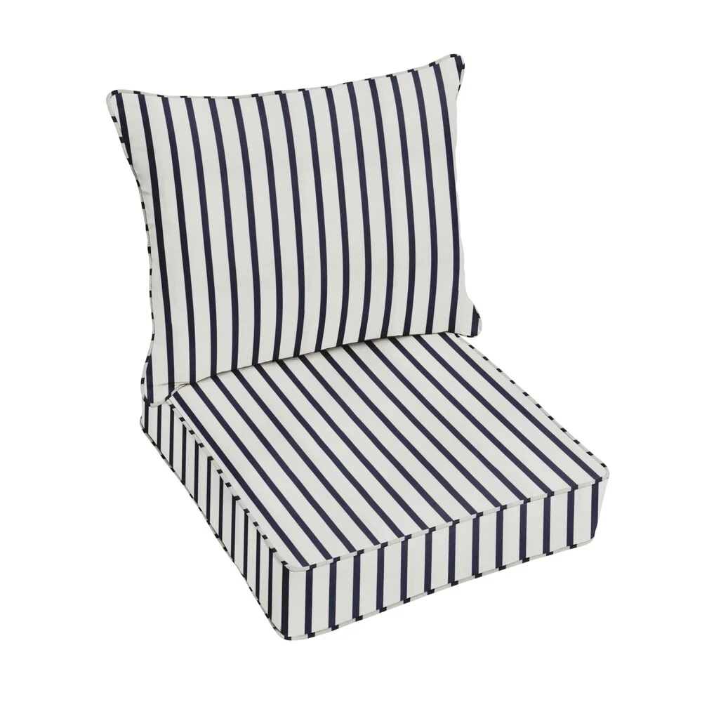 Humble and Haute Sunbrella Lido Indigo Indoor/ Outdoor Chair Cushion and Pillow Set