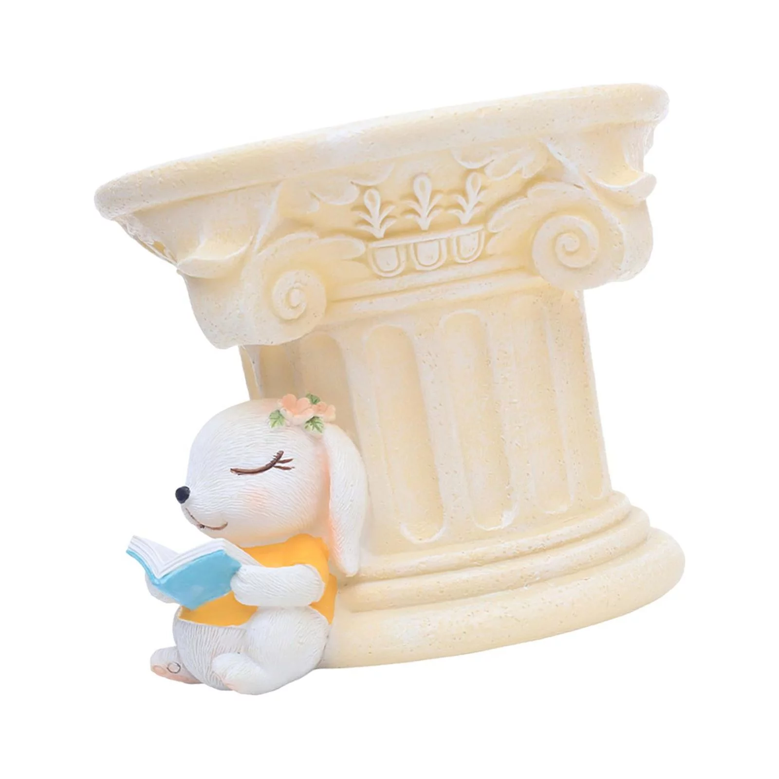 Creative Flower Pot Resin Planter Pot Retro with Drainage Hole Cute Planter Pot for Indoor Outdoor Plants beige