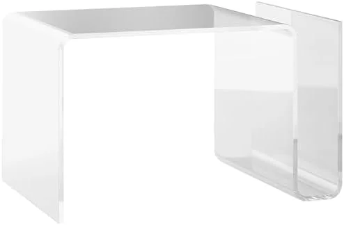 YFbiubiulife 14" Long 2-Tier Rectangle All Acrylic 15mm Thick Waterfall Coffee Table  Clear