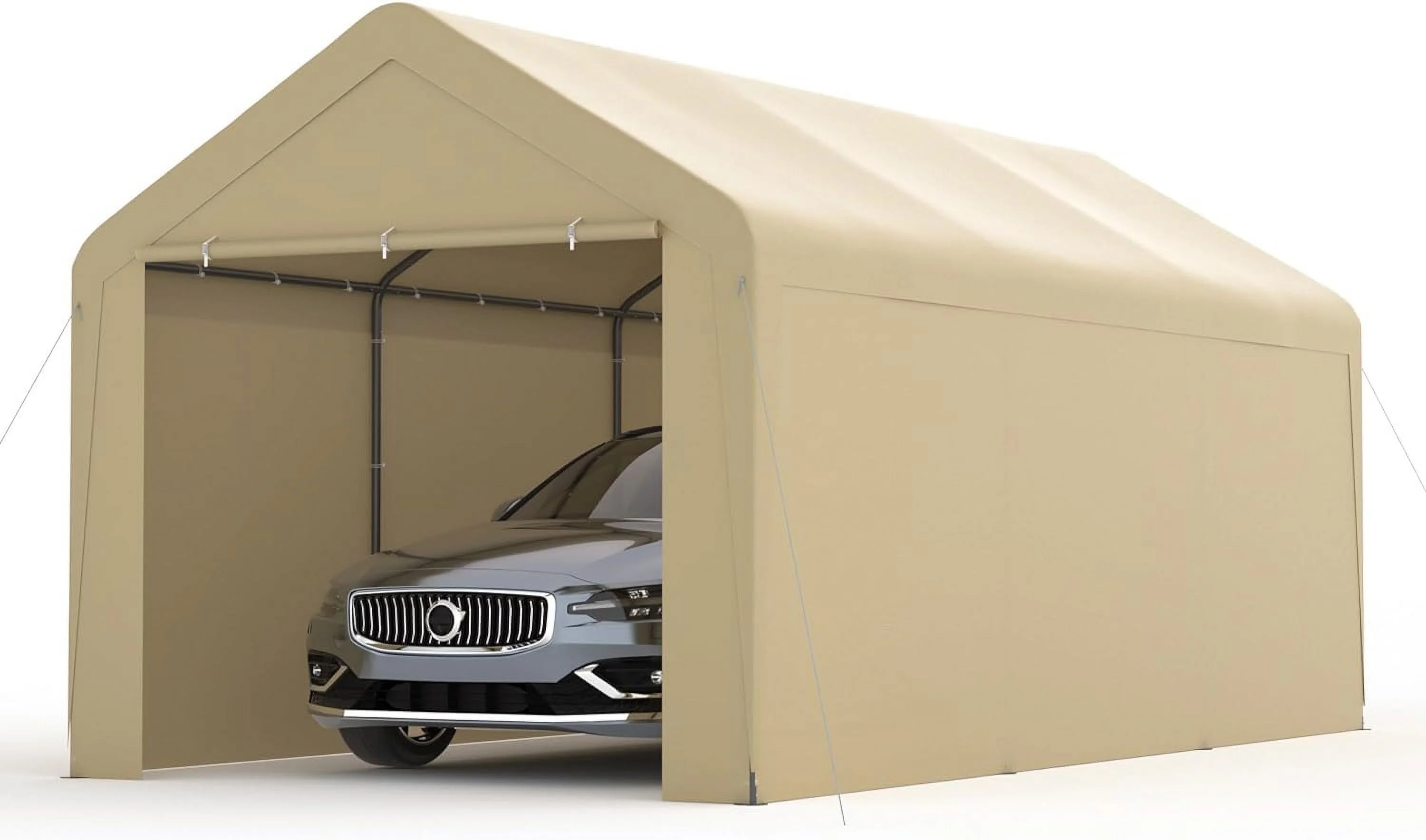 Phonjoroo Carport 10x20 Car Ports Heavy Duty Carports Portable Garage Car Canopy Tent Outdoor Car Shelter (Beige)