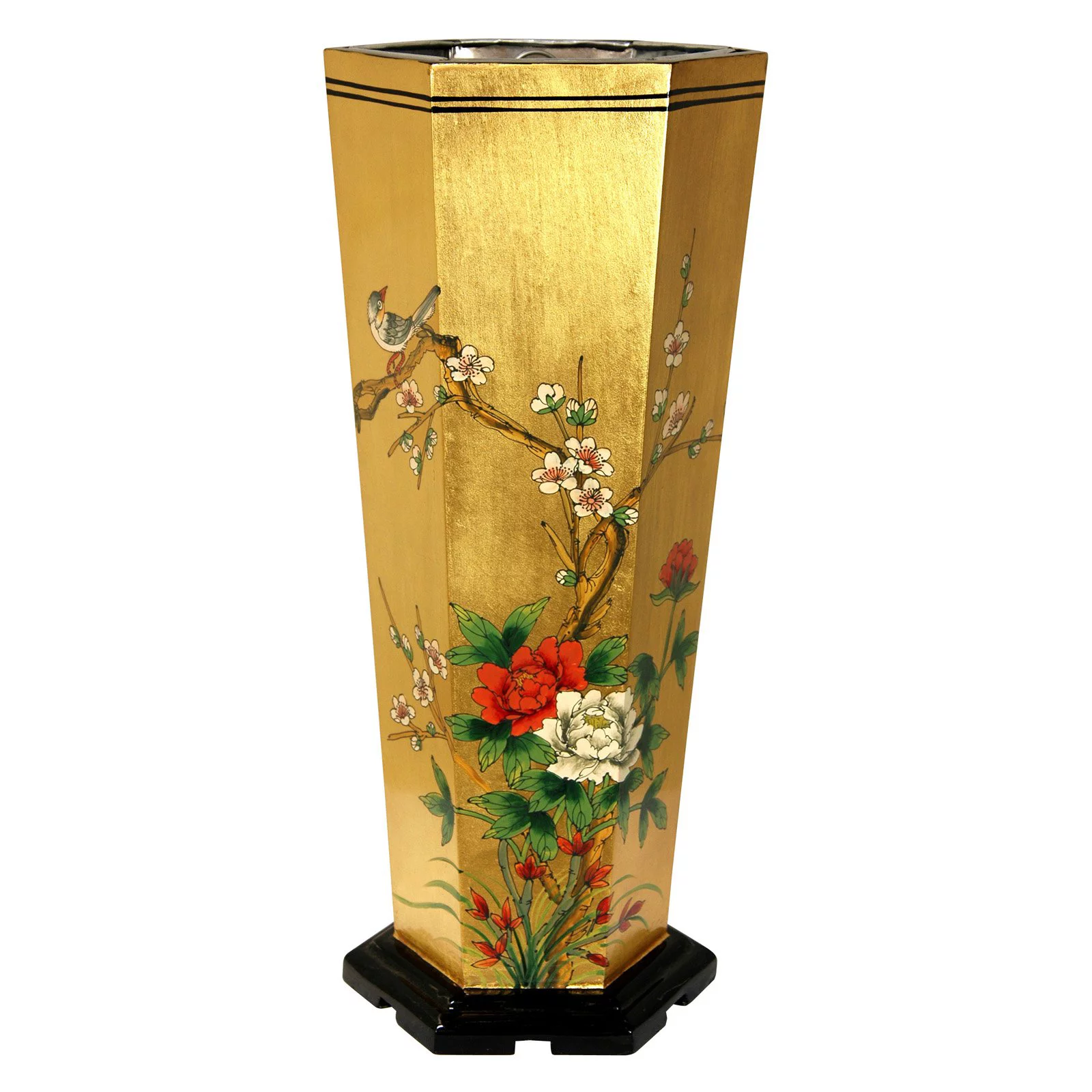 Oriental Furniture Gold Leaf Umbrella Stand, decorative item, oriental design, any occasion, any room