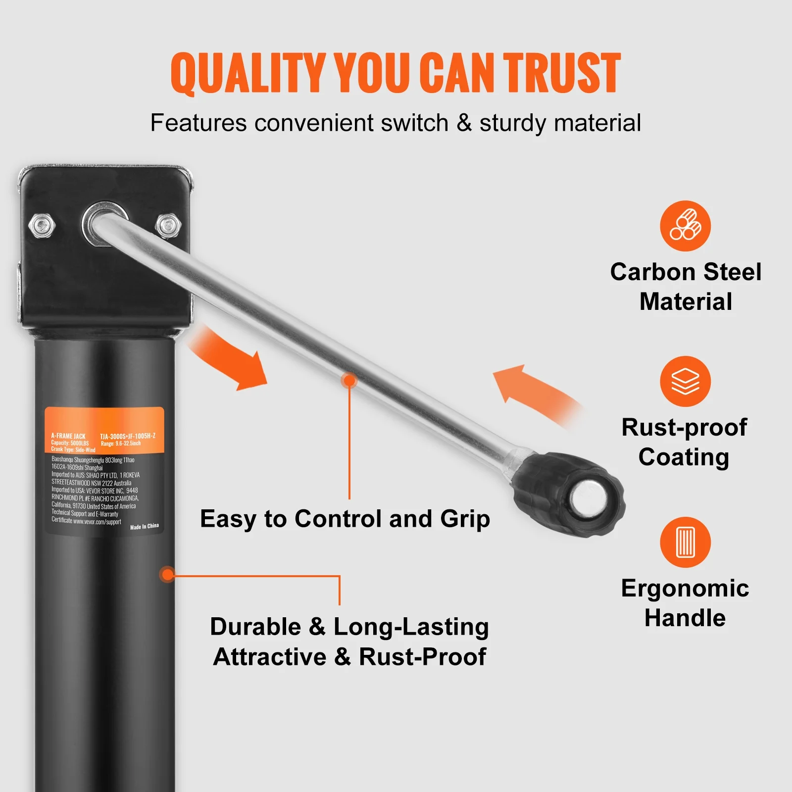 SKYSHALO Trailer Jack A Frame Bolt Trailer Tongue Jack 5000 lbs with Lift Legs