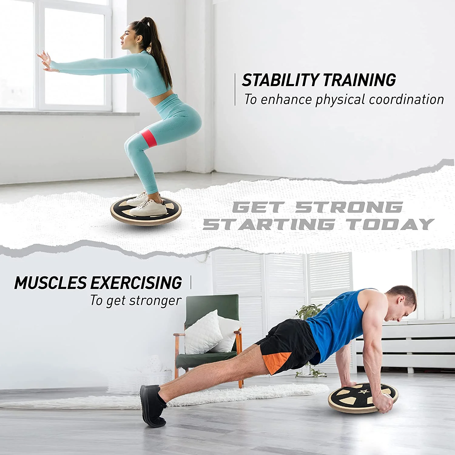 Yes4All Versatile Wooden Wobble Balance Trainer Board with 360 Degree Rotation - New Car Wheel Design