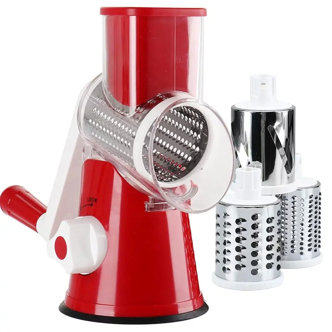 JahyShow Cheese Grater with Handle Rotary Cheese Shredder Slicer Grinder for Beetroot Zucchini Carrots Cucumber Potatoes Chocolates Garlic Vegetable