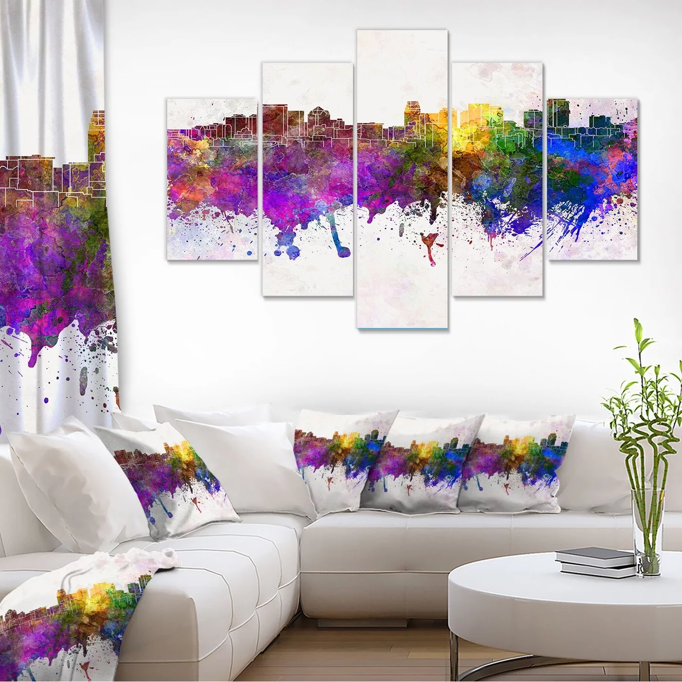 Design Art Salt Lake City Skyline Cityscape 5 Piece Painting Print on Wrapped Canvas Set